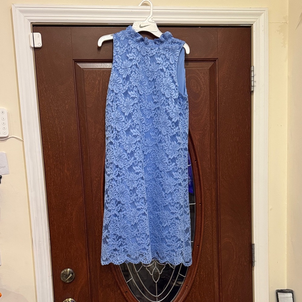 ANNE KLEIN Elegant Blue Lace Sleeveless Dress